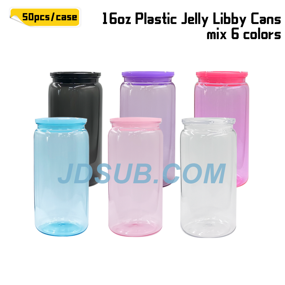 KOCDAM 50 Pack Colors 16oz Plastic Cups With Plastic Lids And Plastic Straw