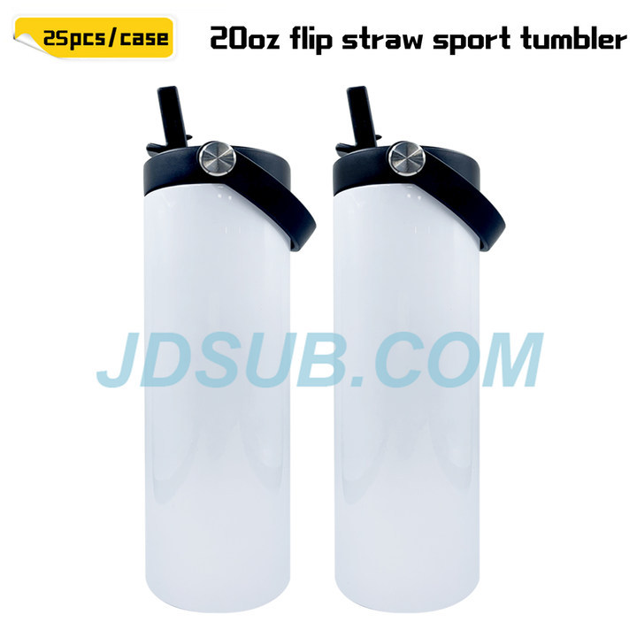 25 Pack 20oz Flip Straw Sport Water Tumbler Sublimation Tumbler