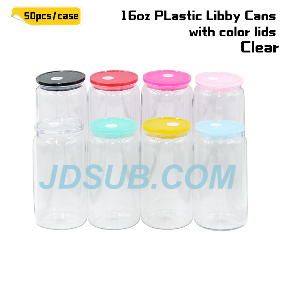 KOCDAM 50 Pack 16oz Plastic Cups With Plastic Lids And Plastic Straw