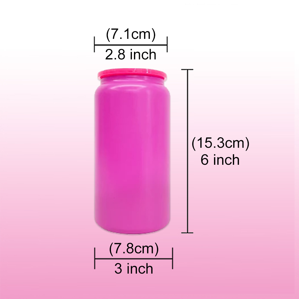KOCDAM 25 Pack 16oz Blank Rainbow Color Sublimation Vacuum Stainless Steel Can With Color Plastic Lids and Color straw
