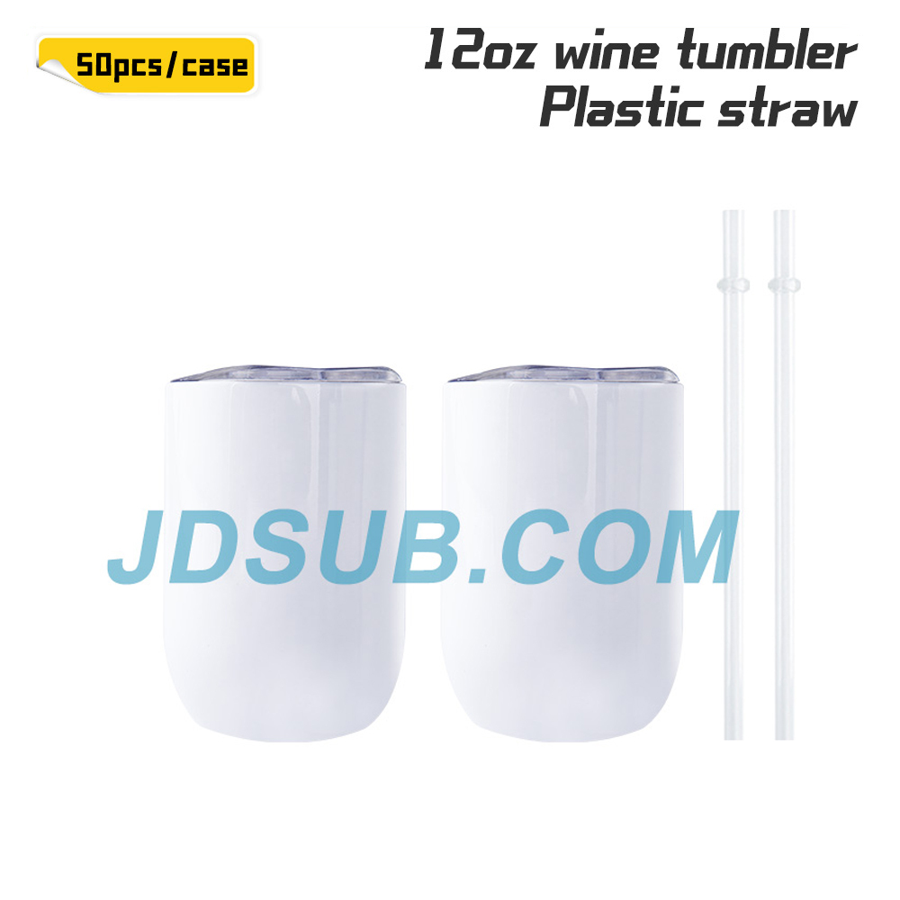 KOCDAM 50 Pack 12oz Stainless Steel Vacuum Insulation Straight Sublimation Blanks Wine Tumbler