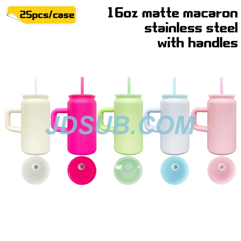 KOCDAM 25 Pack 16oz sublimation stainless steel can with handle