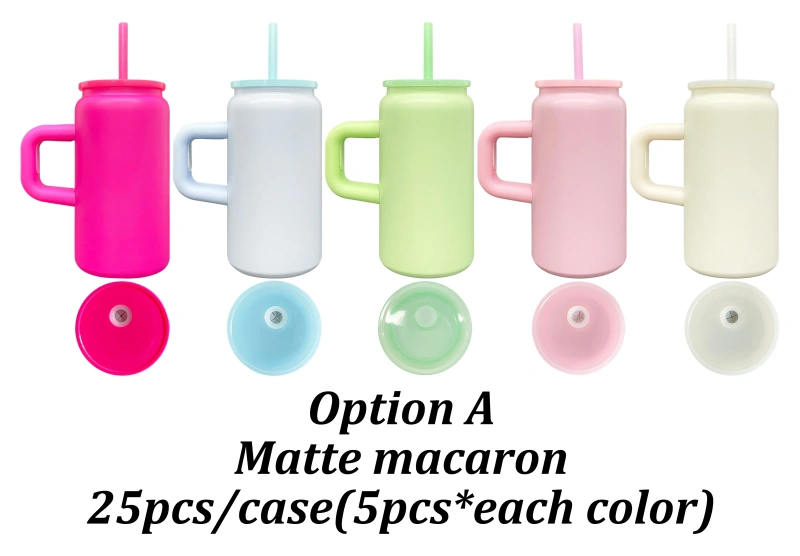 KOCDAM 25 Pack 16oz sublimation stainless steel can with handle
