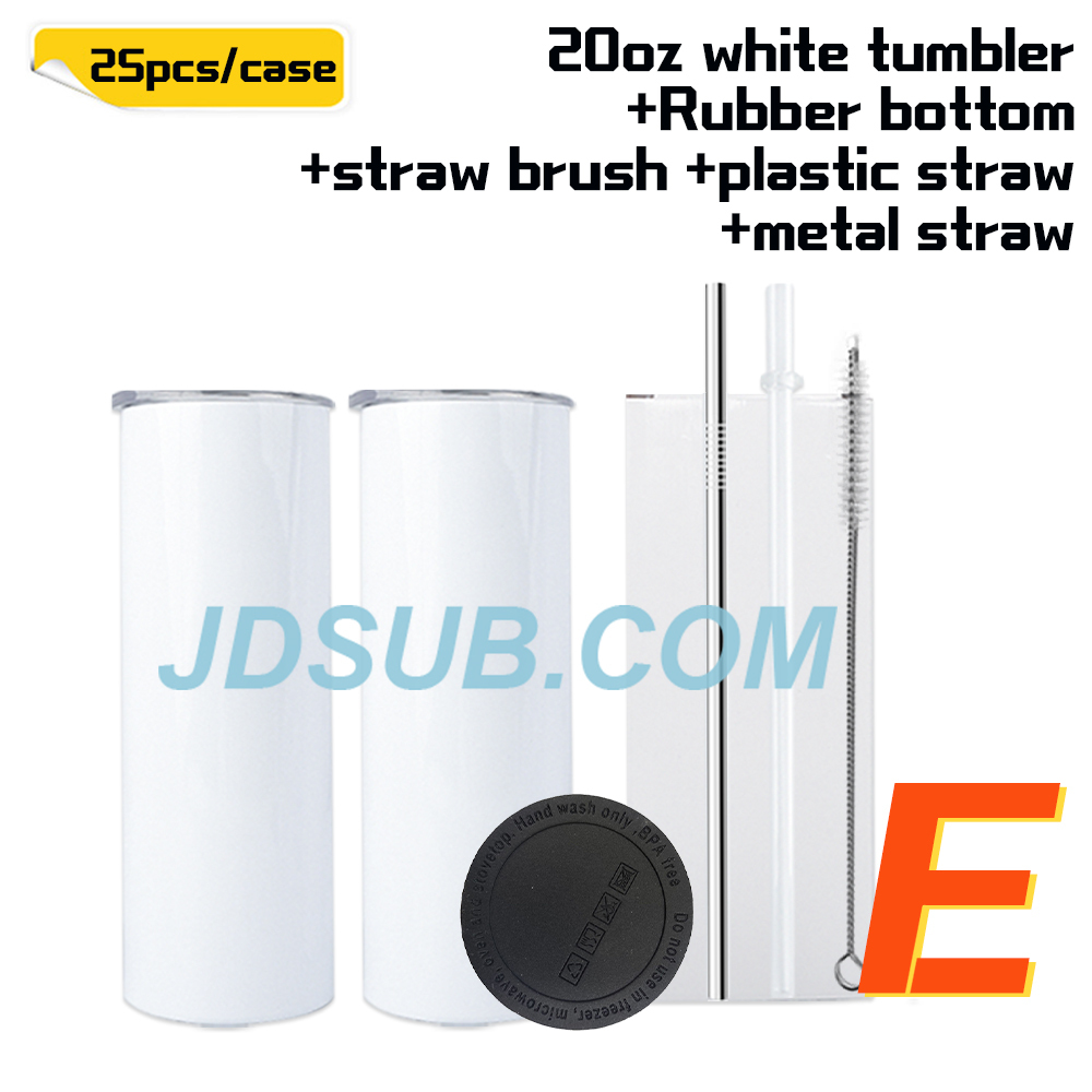 KOCDAM 25 Pack 20oz White Sublimation Straight Skinny Tumbler Blanks