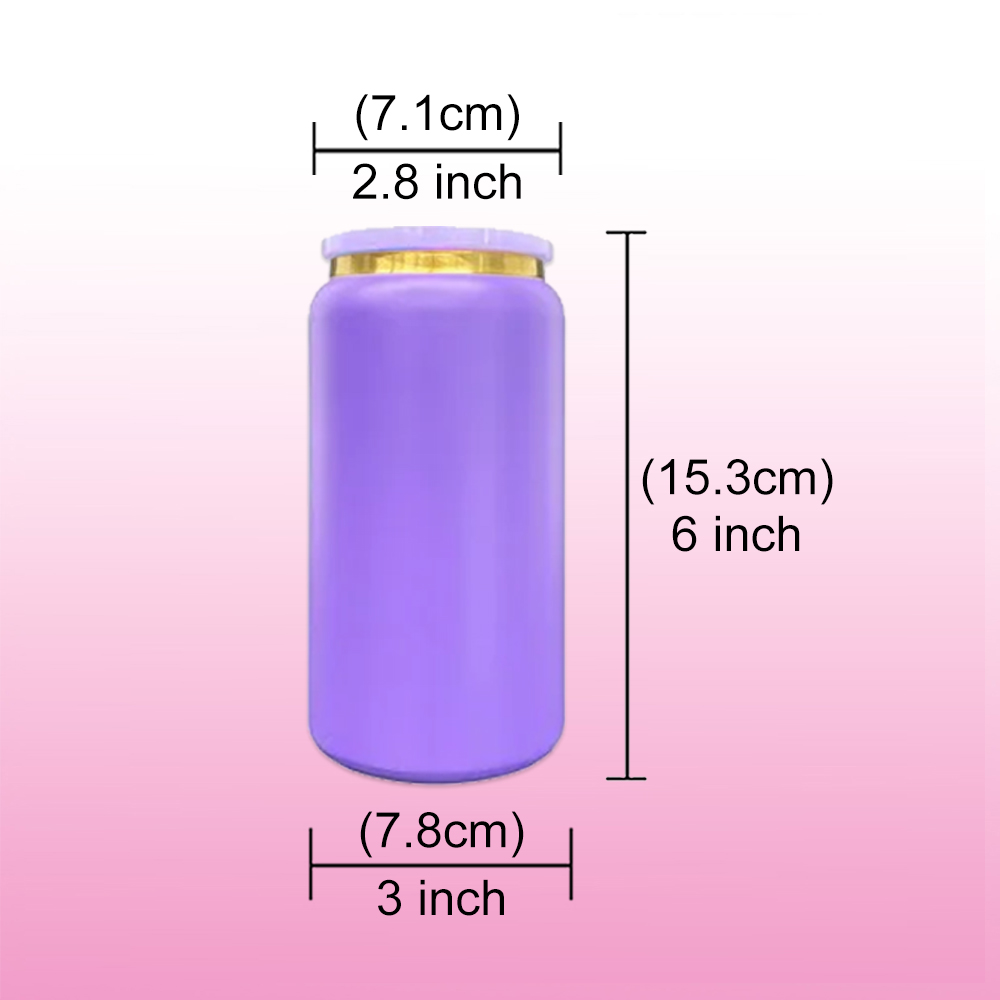 KOCDAM 25 Pack 16oz Blank Rainbow Color Powder Coated Vacuum Stainless Steel Can Gold Underneath With Color Plastic Lids and Color straw