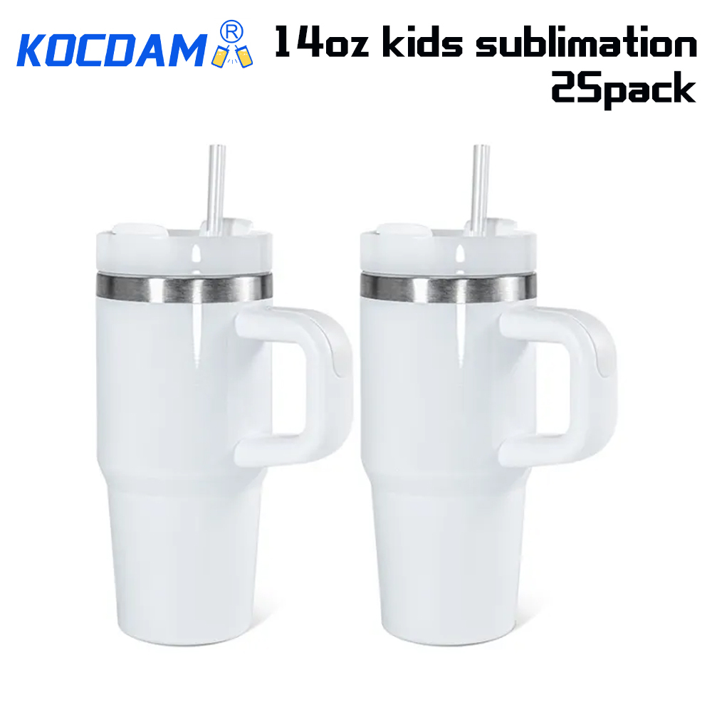 KOCDAM 25 Pack 14oz kid sublimation white stainless steel mug