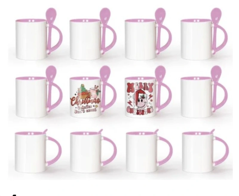 kocdam 12pack 11oz ceramic mugs with spoon