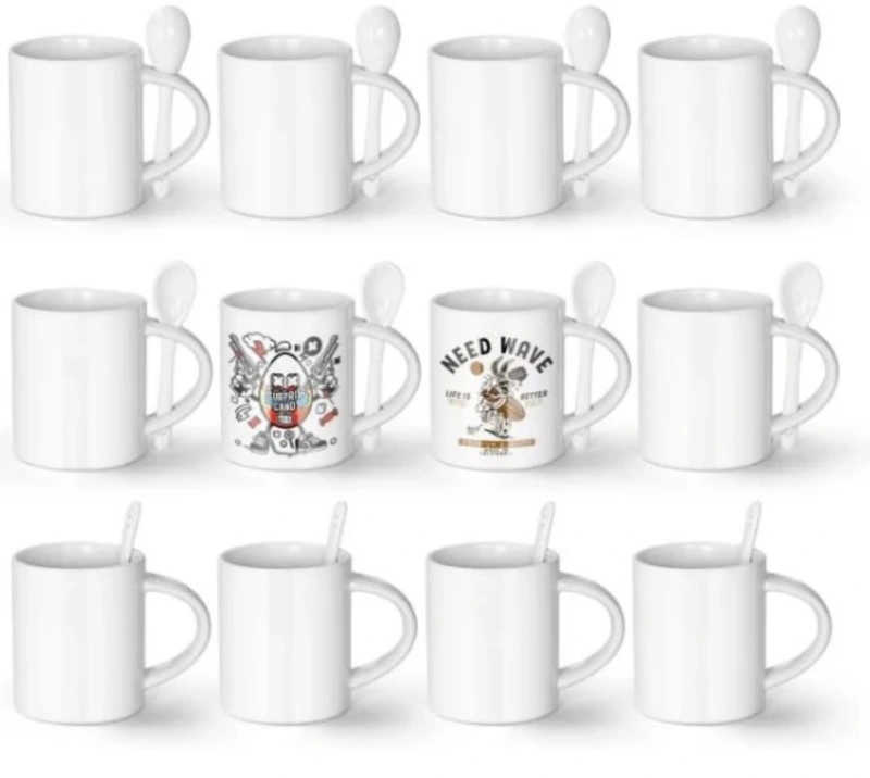 kocdam 12pack 11oz ceramic mugs with spoon