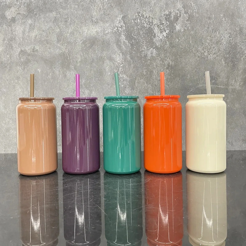 KOCDAM 25pcs 16oz Autumn Colors Mixed Double Wall Stainless Steel Can Sublimation Keep Cold&Hot
