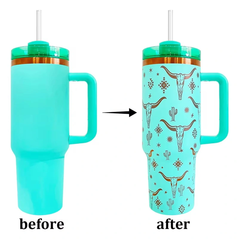 25pcs 40oz mix 5 colors cooper powder coating tumblers mugs with handles for laser engraving and uvdtf wraps