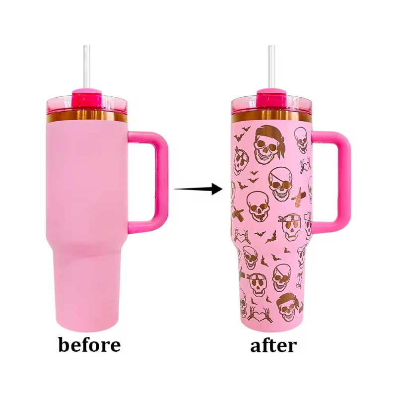 25pcs 40oz mix 5 colors cooper powder coating tumblers mugs with handles for laser engraving and uvdtf wraps