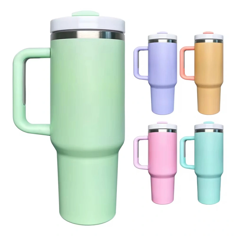 25pcs 40oz mix 5 colors matte sublimation macaron tumblers mugs H2.0 with handles for sublimation and uvdtf wraps