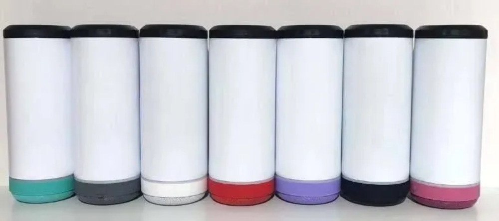 Kocdam 25 Pack 16oz 4 In 1 Sublimation Can Cooler Speaker Blanks With 2 Lids And Plastic Straws
