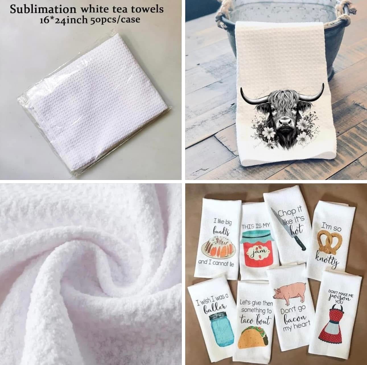 KOCDAM 50Pack 16*24 inch white sublimation tea towels