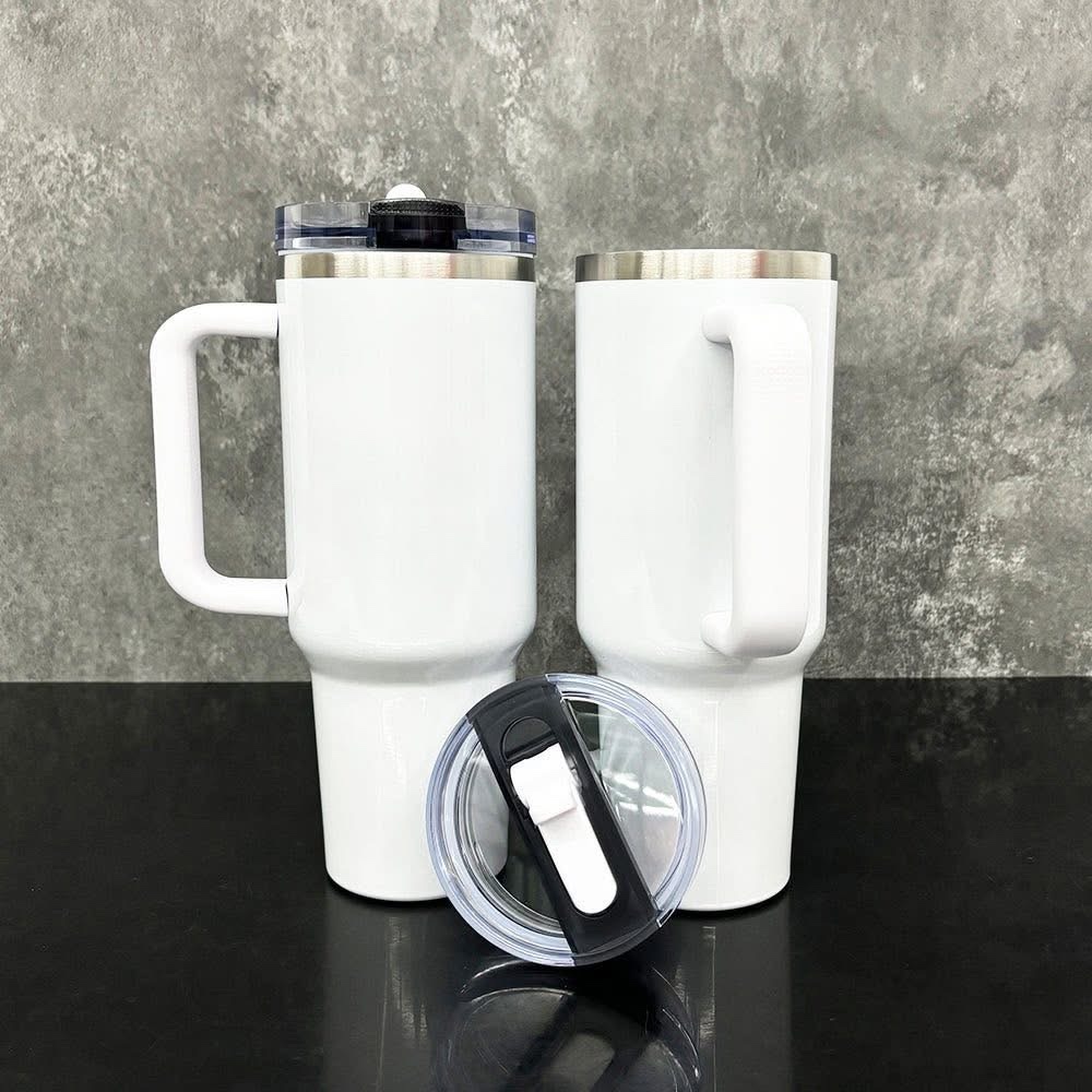 KOCDAM 20Pack Blank Sublimation Leak Proof 40OZ Macaroon Stainless Steel Tumbler with Removable Flip Straw Lid and Handle for Drinking