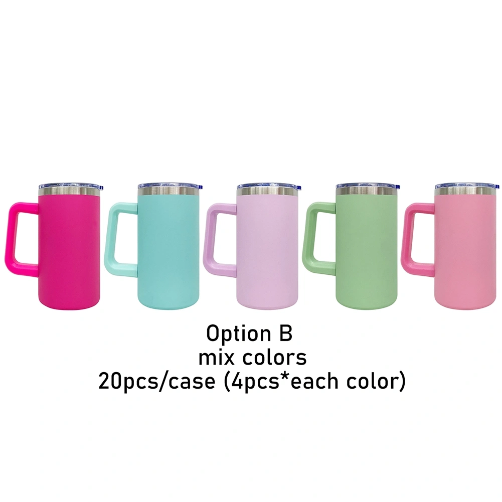 KOCDAM 20 Pack Blank Sublimation 20oz Coffee Mugs with Removable Plastic Handle