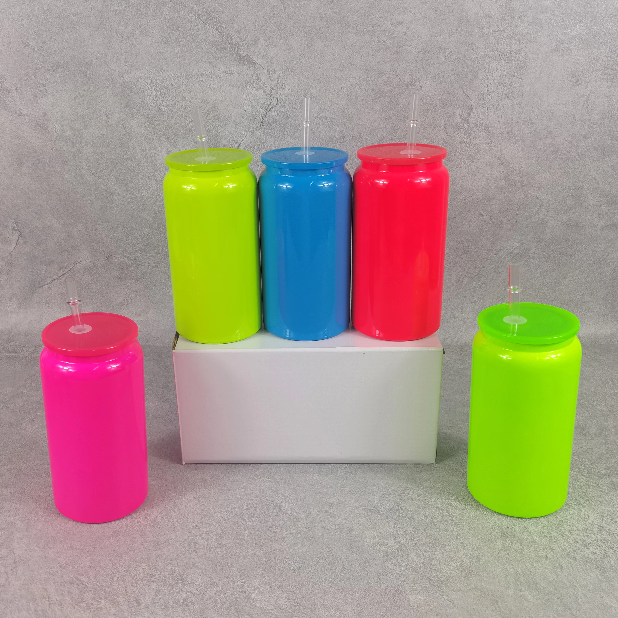 KOCDAM 25pack 16oz NEON color stainless steel can
