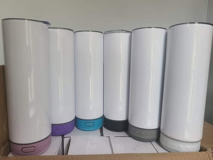 Kocdam 25 Pack 20oz Sublimation Speaker Tumbler Bluetooth Player Sublimation Blanks Mixed 5 Colors With Plastic Straws