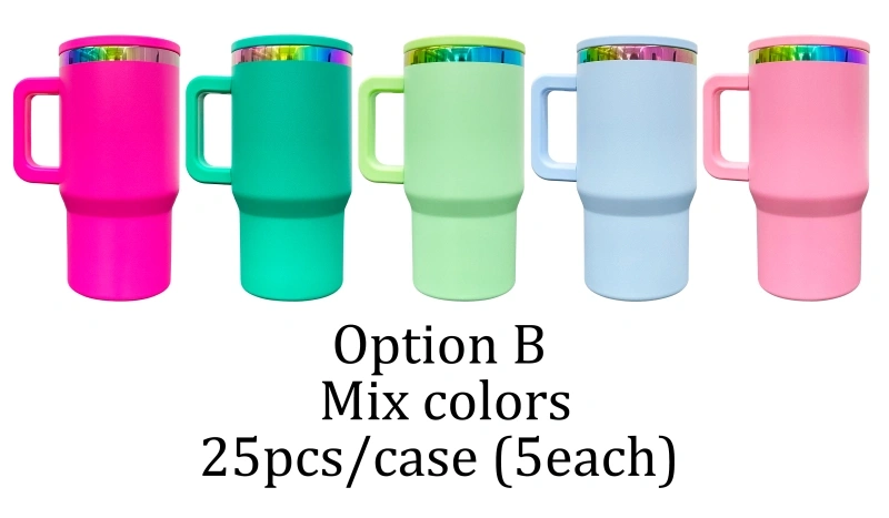 25 Pack 20oz Kids Stainless Steel Tumblers with Leak Proof Straw Lids Rainbow Underneath Power Coated Tumblers for Laser Engraving