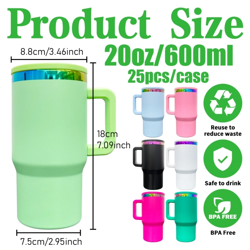 25 Pack 20oz Kids Stainless Steel Tumblers with Leak Proof Straw Lids Rainbow Underneath Power Coated Tumblers for Laser Engraving