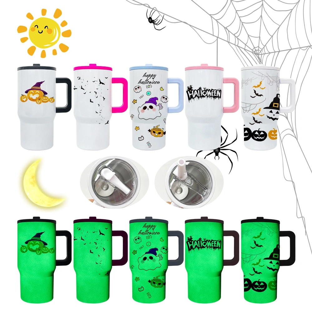 USA Warehouse 25 Pack Halloween Parent-child 20oz Glow in Dark Leakproof Flip Top Straw Tumbler for Sublimation