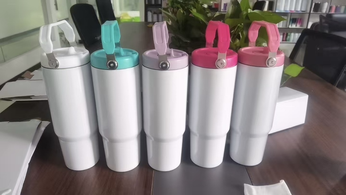KOCDAM 20/25Pack 30oz  Flip Sublimation Straw Bottles