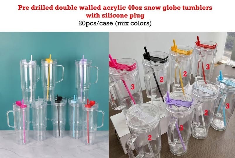 China Warehouse 20/32pack 40oz snow globe plastic mugs