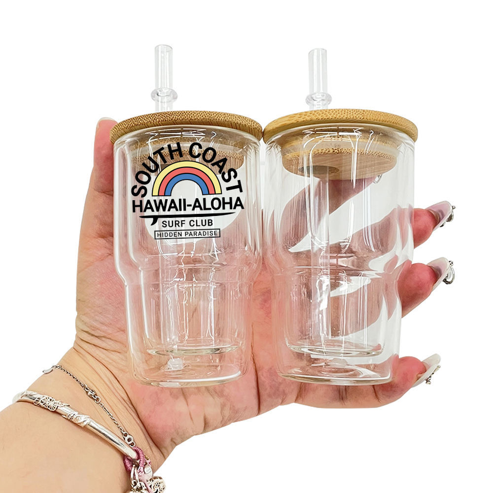 3oz Blank Sublimation Snow Globe Double Walled Mini Shot Glass Can With Lid And Straw