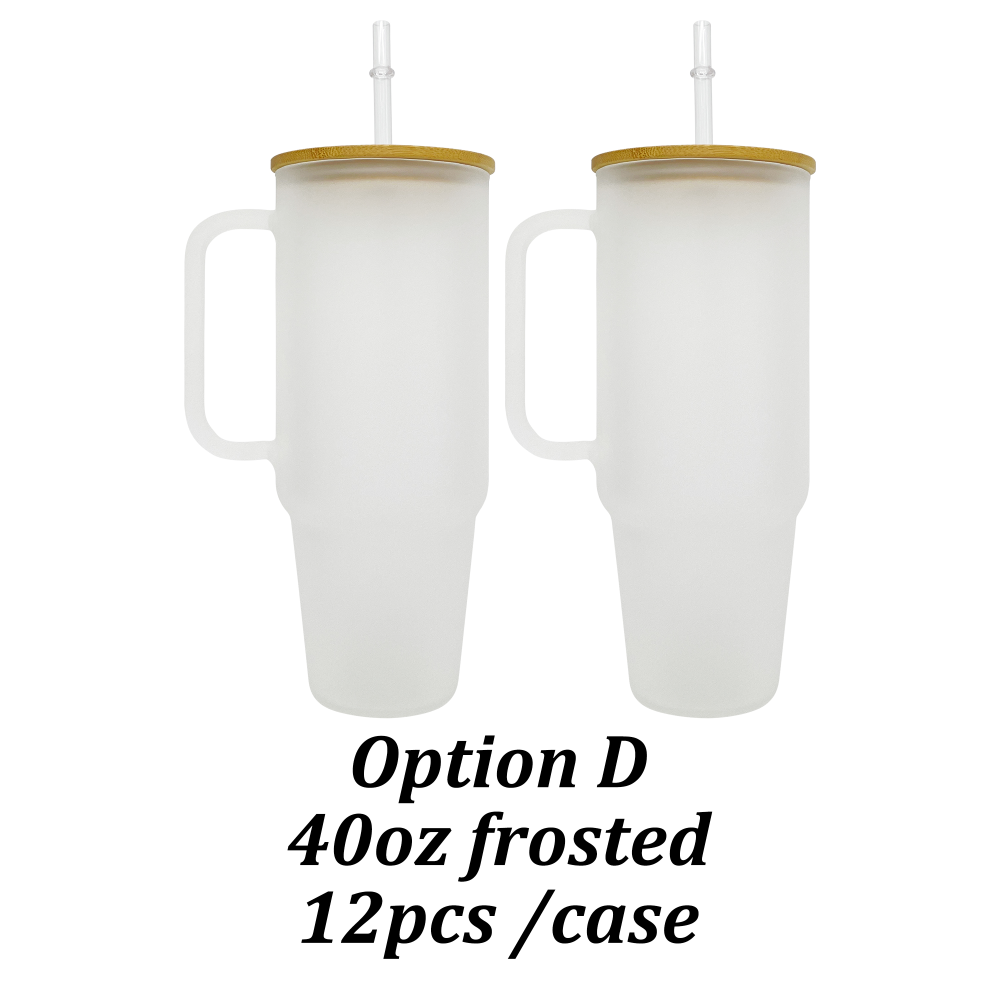 US Warehouse 20oz/32oz/40oz frosted glass mugs with bamboo lids