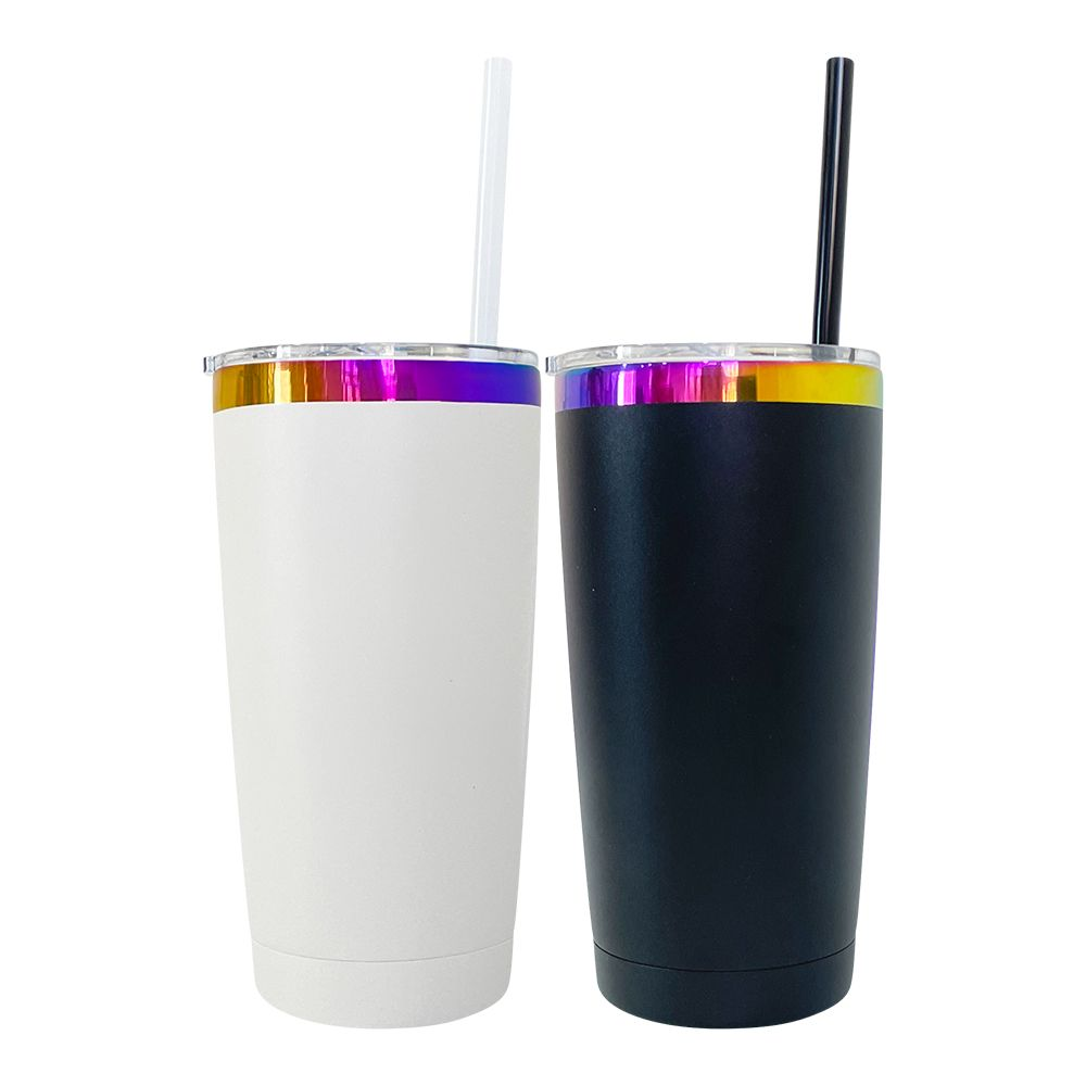 US Warehouse 25 Pack 20oz Rainbow Plated Travel Mugs Tumblers for Laser Engraving