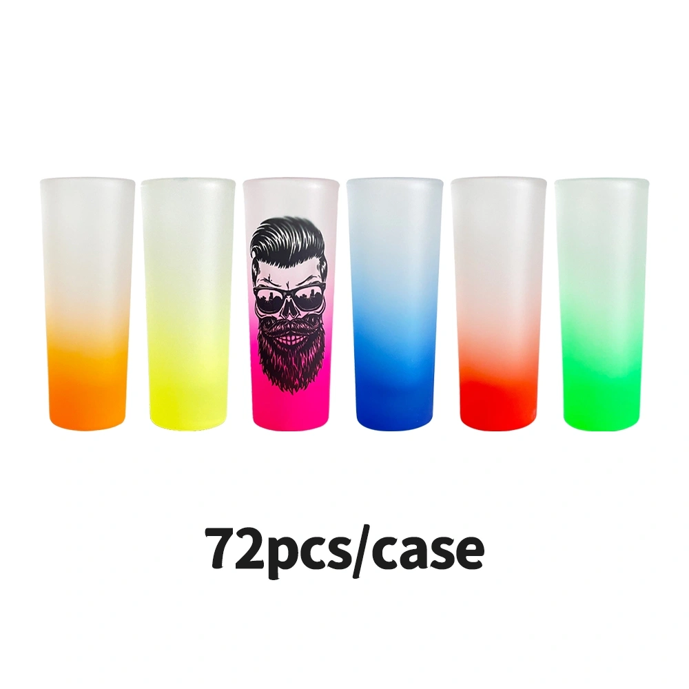 KOCDAM 72Pack 2.5oz Blank Sublimation Colorful Gradient Skinny Shot Glass Sold By Case