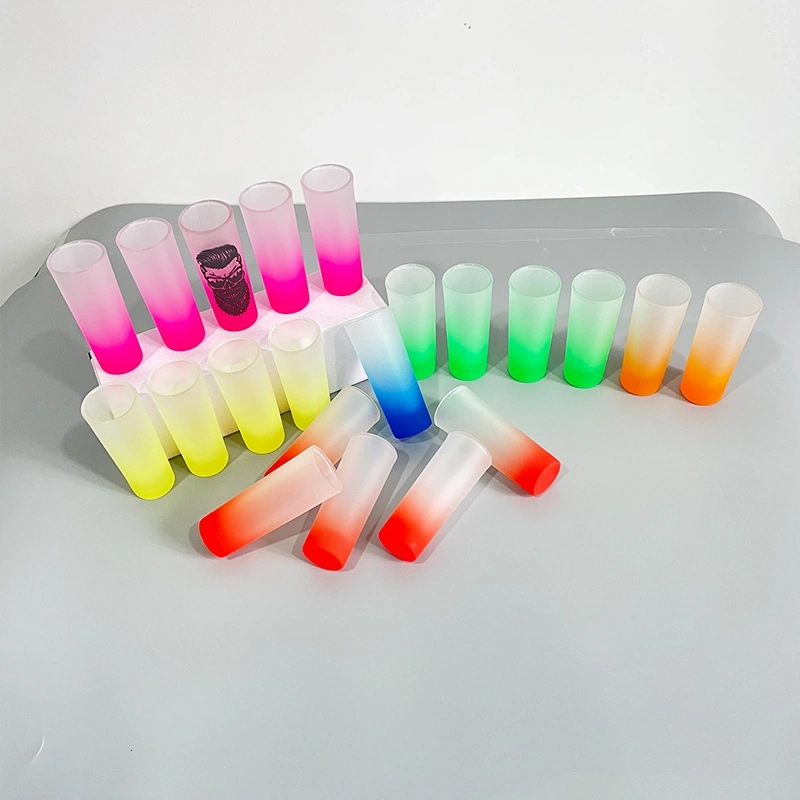 KOCDAM 72Pack 2.5oz Blank Sublimation Colorful Gradient Skinny Shot Glass Sold By Case