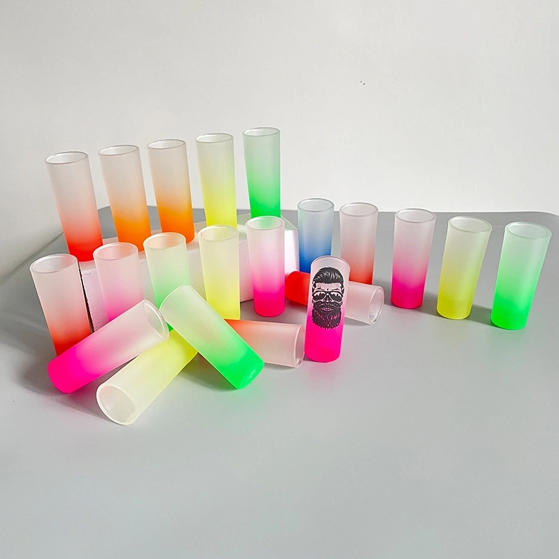 KOCDAM 72Pack 2.5oz Blank Sublimation Colorful Gradient Skinny Shot Glass Sold By Case