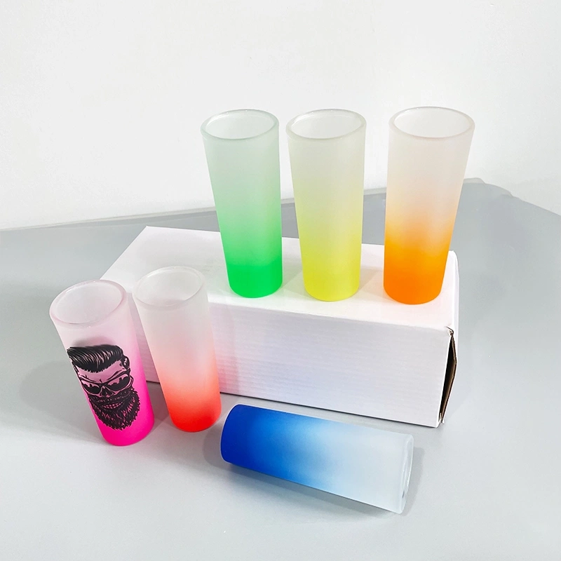 KOCDAM 72Pack 2.5oz Blank Sublimation Colorful Gradient Skinny Shot Glass Sold By Case