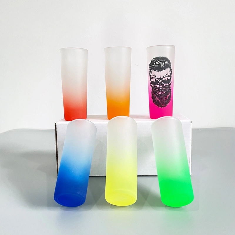 KOCDAM 72Pack 2.5oz Blank Sublimation Colorful Gradient Skinny Shot Glass Sold By Case