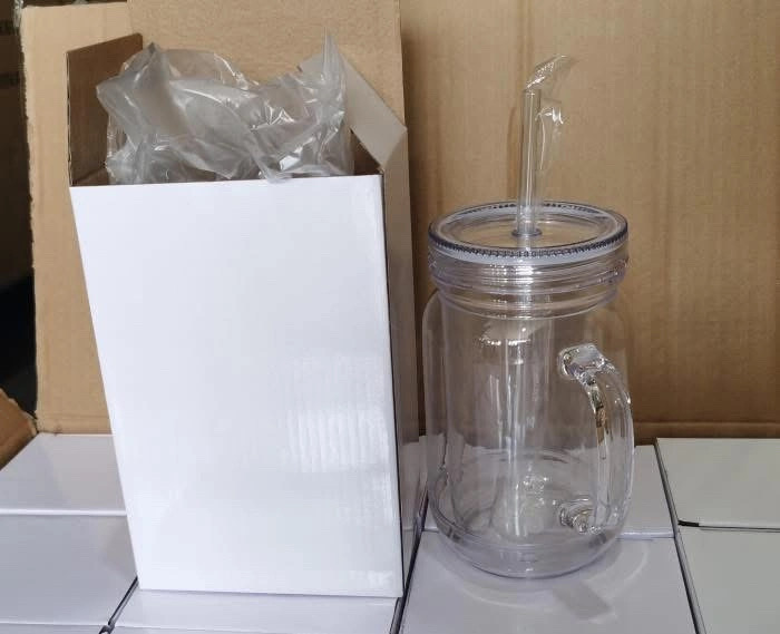 25pack 20oz Mason jar pre drill with plug with handles clear lids or colors lids
