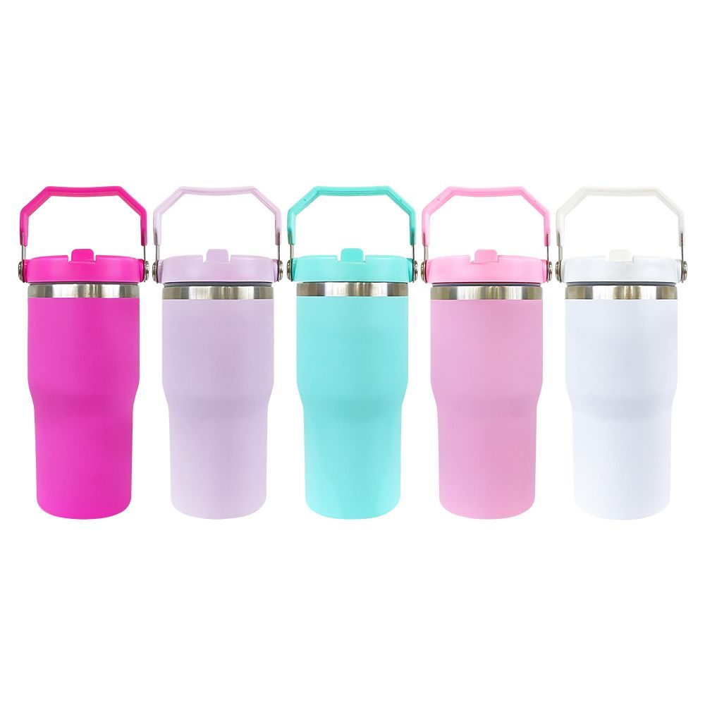 KOCDAM 25Pack 20oz Flip Sublimation Macaron Straw Bottles