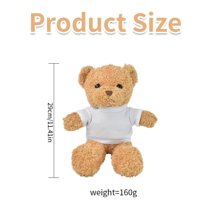 US Warehouse 24pack Teddy Bear Doll with white sublimation shirt