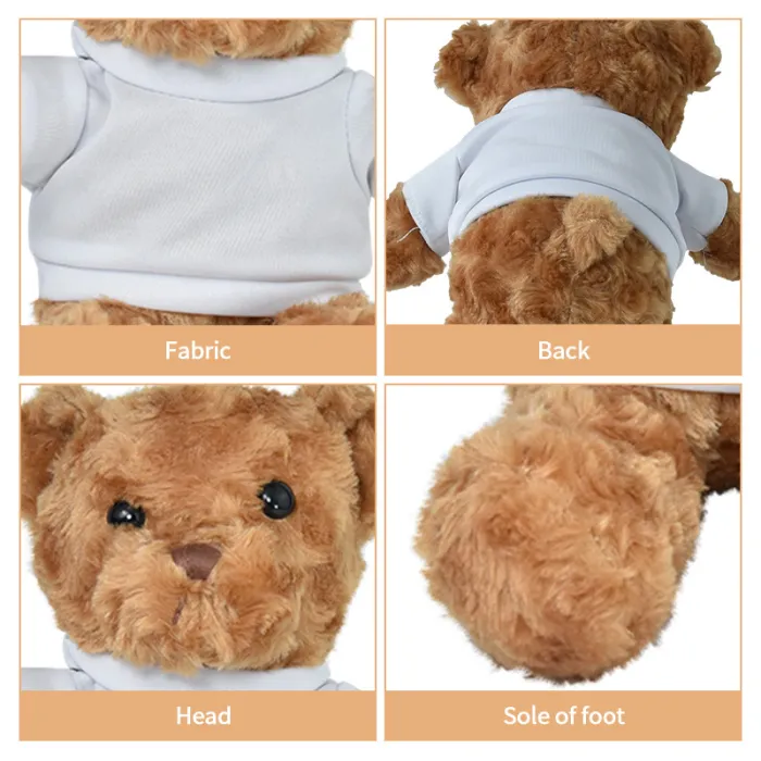 US Warehouse 24pack Teddy Bear Doll with white sublimation shirt