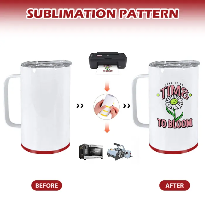 KOCDAM US Warehouse 14oz Sublimation Coffee Mug with Storage Bottom