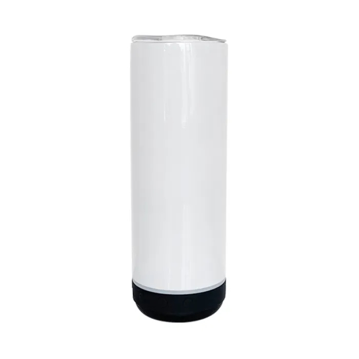 Kocdam 25 Pack 20oz All Black Sublimation Speaker Tumbler Bluetooth Player Sublimation Blanks With Plastic Straws