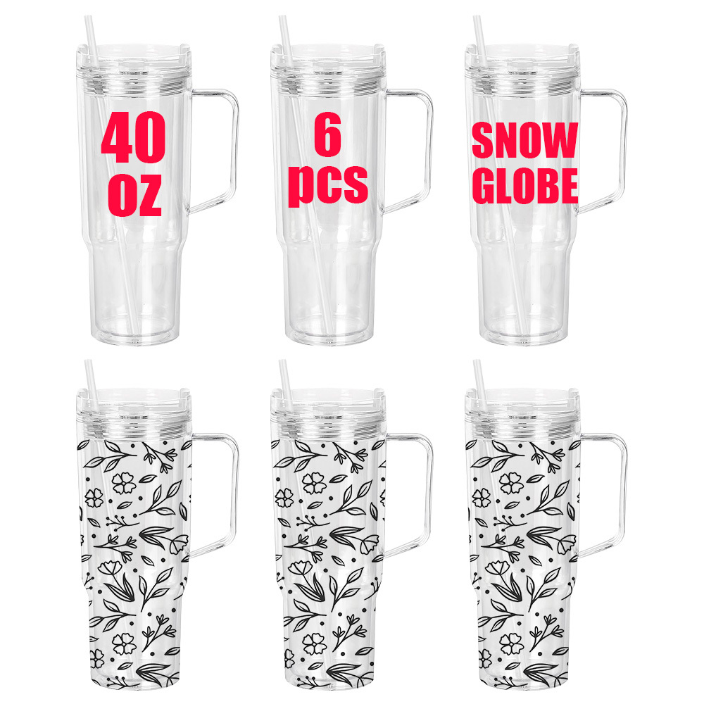 US Warehouse 6 / 8 / 20pack 40oz snow globe plastic mugs