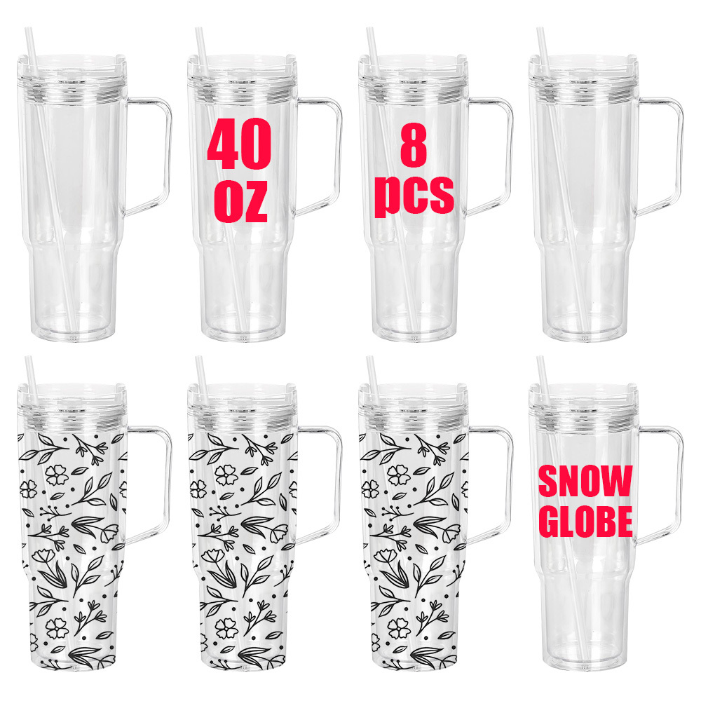 US Warehouse 6 / 8 / 20pack 40oz snow globe plastic mugs