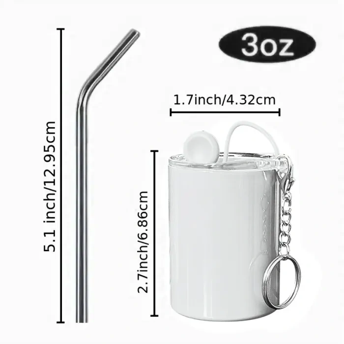 KOCDAM US Warehouse 3oz white sublimation straight mini Cup with keychains