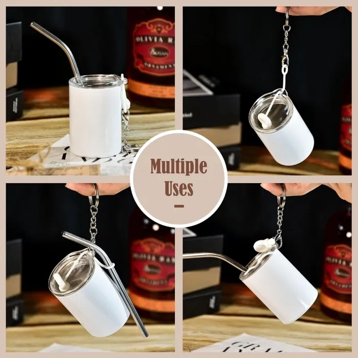 KOCDAM US Warehouse 3oz white sublimation straight mini Cup with keychains