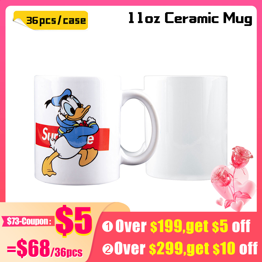 KOCDAM 36pack 11oz Ceramic Sublimation White/Color Mug with Handle