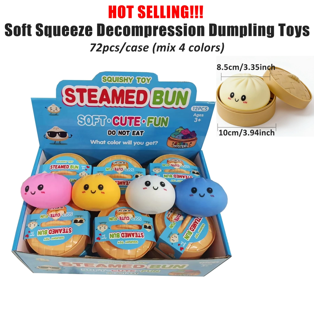 KOCDAM 72 Pack USA Warehouse Dumpling Squishy Colorful Soft Squeeze Decompression Dumpling Squishy Toys with Steamer