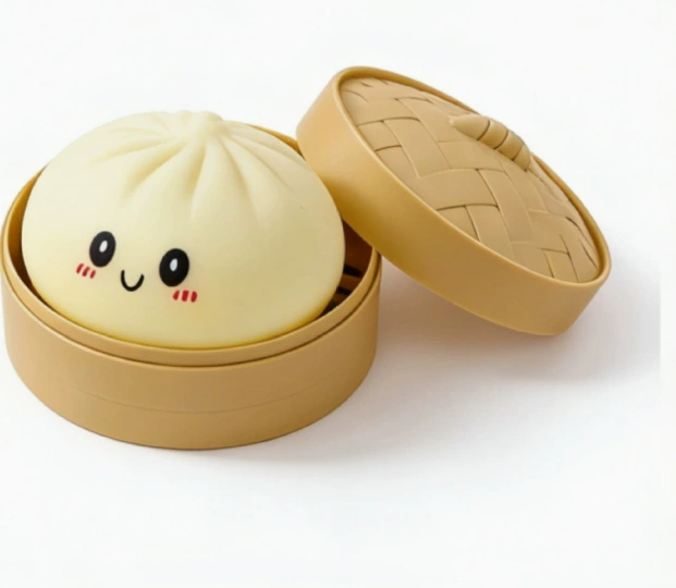 KOCDAM 72 Pack USA Warehouse Dumpling Squishy Colorful Soft Squeeze Decompression Dumpling Squishy Toys with Steamer