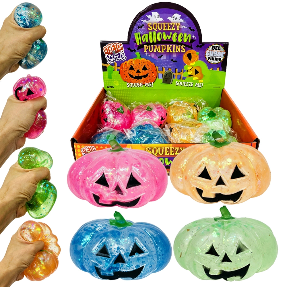 KOCDAM 72 Pack  USA Warehouse Maltose Slow Rising Halloween Pumpkin Squeezee Toy Squishy Stress Relief Fidget Toys for Kids