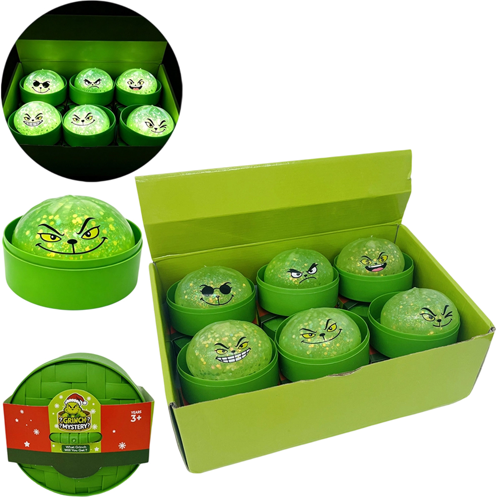 72 Pack kocdam Christmas Glow In Dark Crazy Grinch Bun Squishy Stress Relief Fidget Toy for Kids